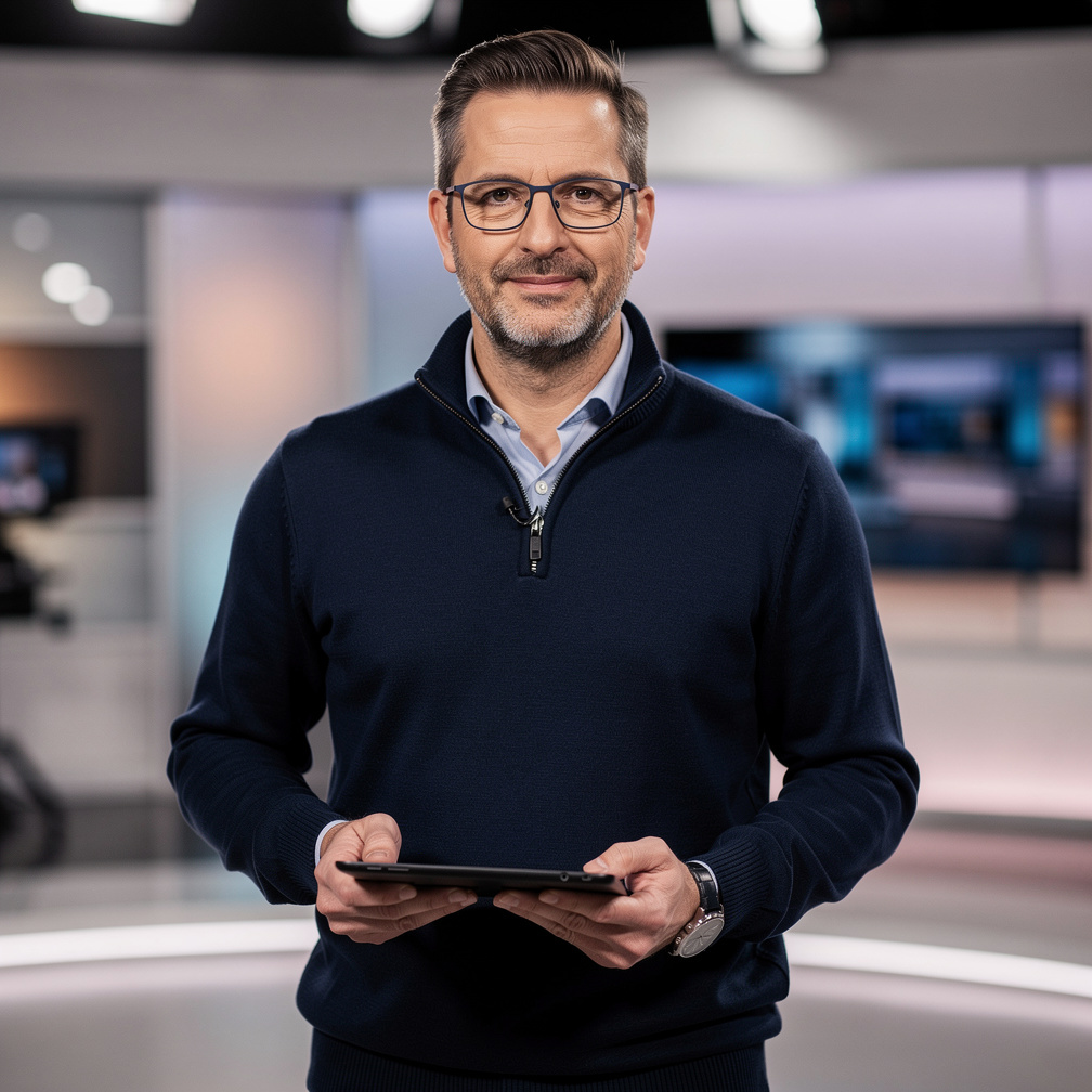 Portrait of a workflow producer holding a tablet on set