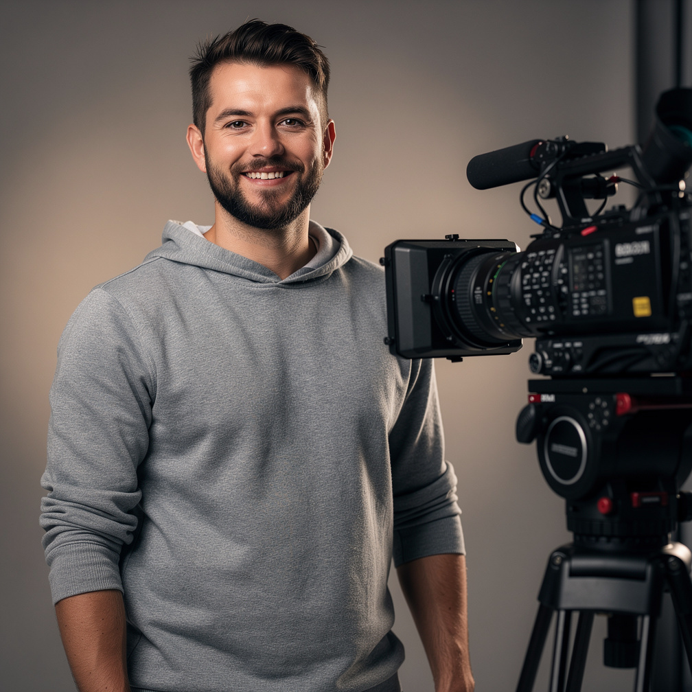 Portrait of a camera operator smiling on set